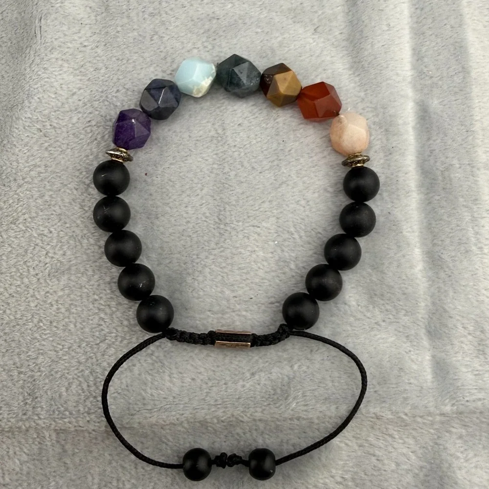 Polished Stone Bracelet Chakra Stones‎ Adjustable 6.5